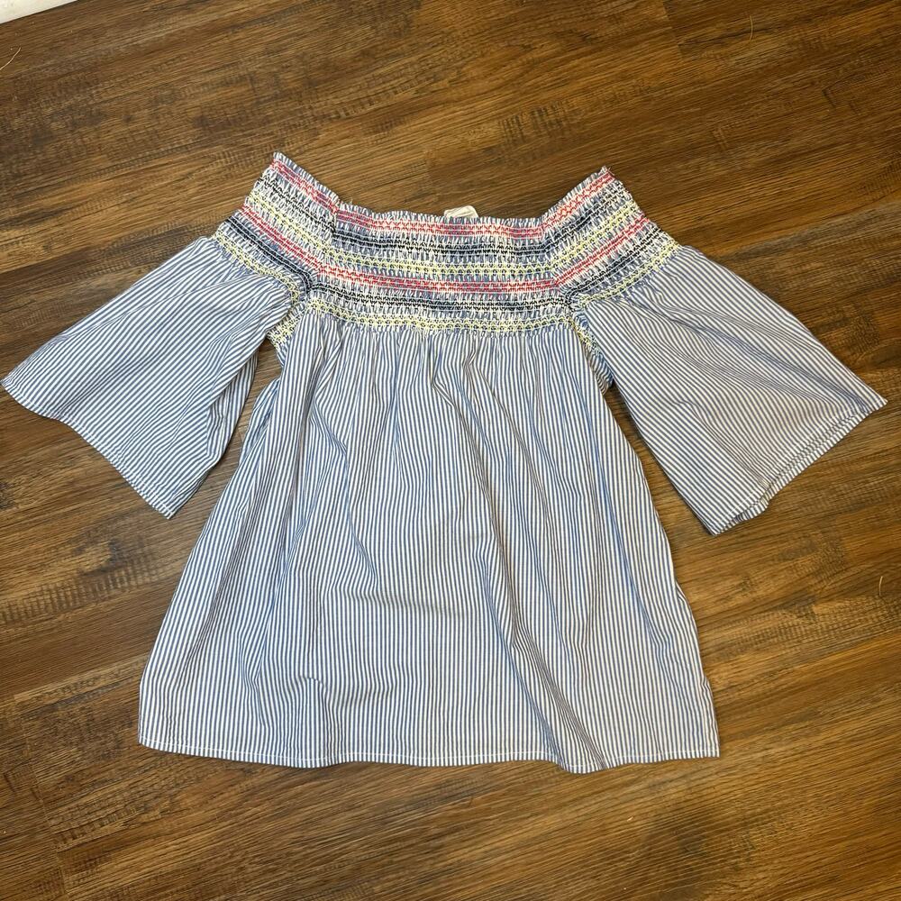 Beach Lunch Lounge SMALL Smocked off the shoulder Aurora top Cotton boho resort